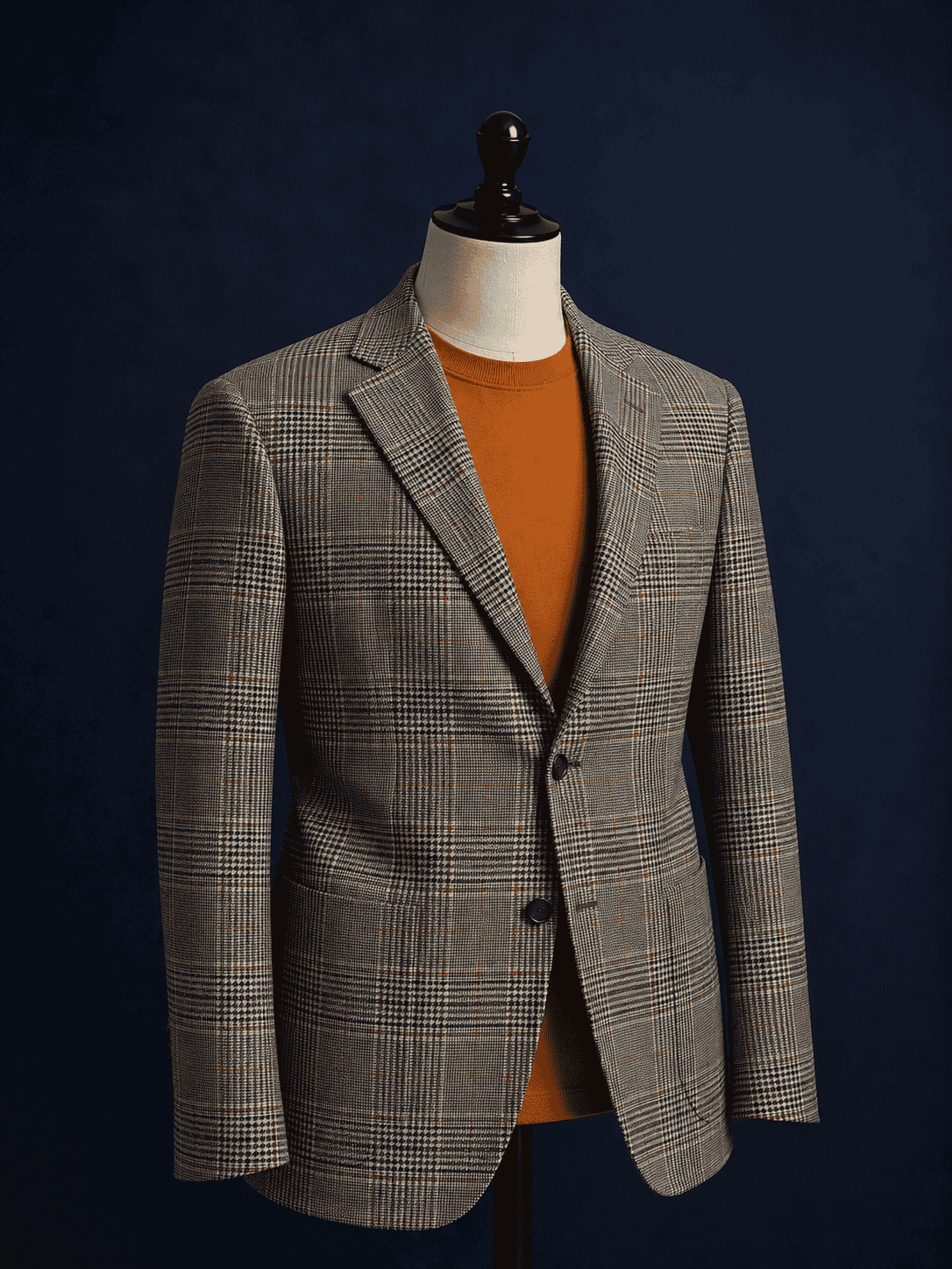 Kenton Jacke in Grau-Braunem Karo – Wolle & Kaschmir